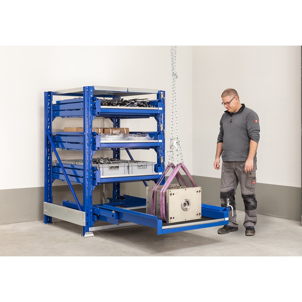 Número de imagen del producto 3: Estantería extraíble de cargas pesadas con 4 gavetas, capacidad de carga 600 kg, profundidad de extracción 100 %