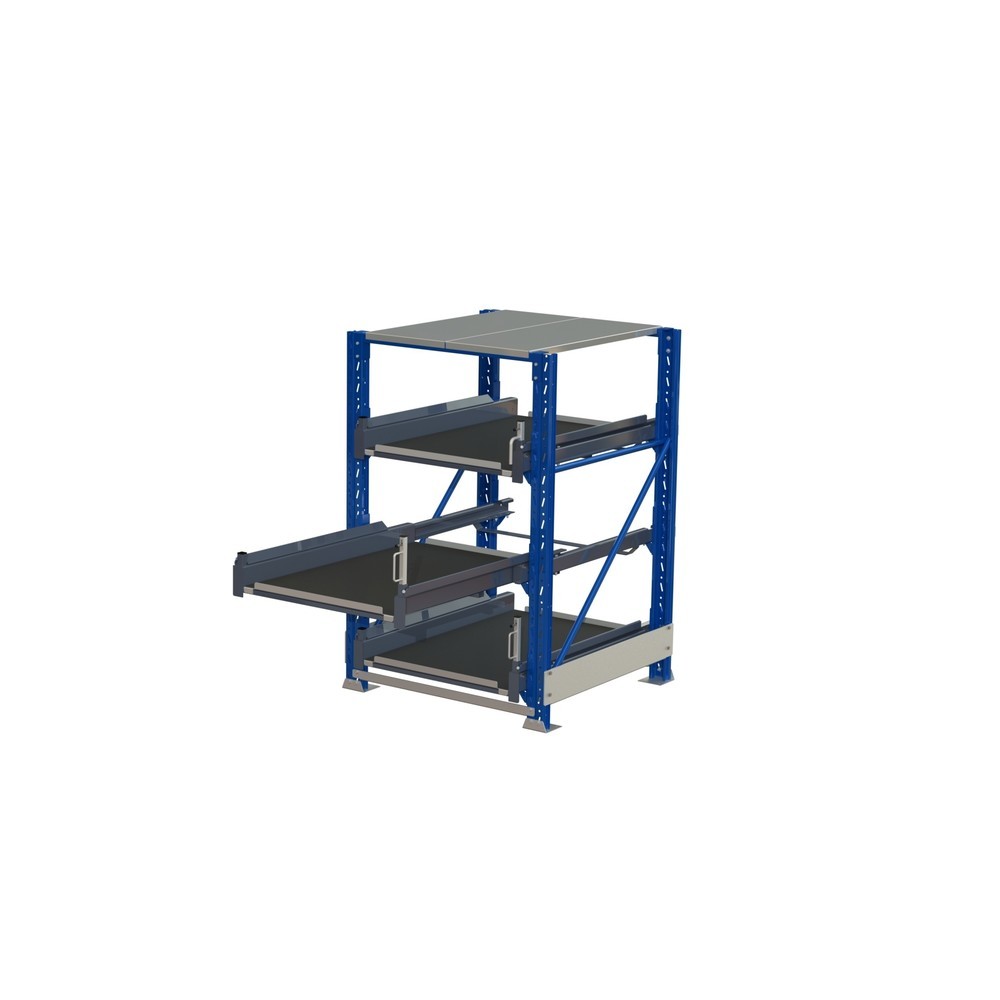 Imagen del producto: Estantería extraíble de cargas pesadas con 3 gavetas, capacidad de carga 600 kg, profundidad de extracción 70 %