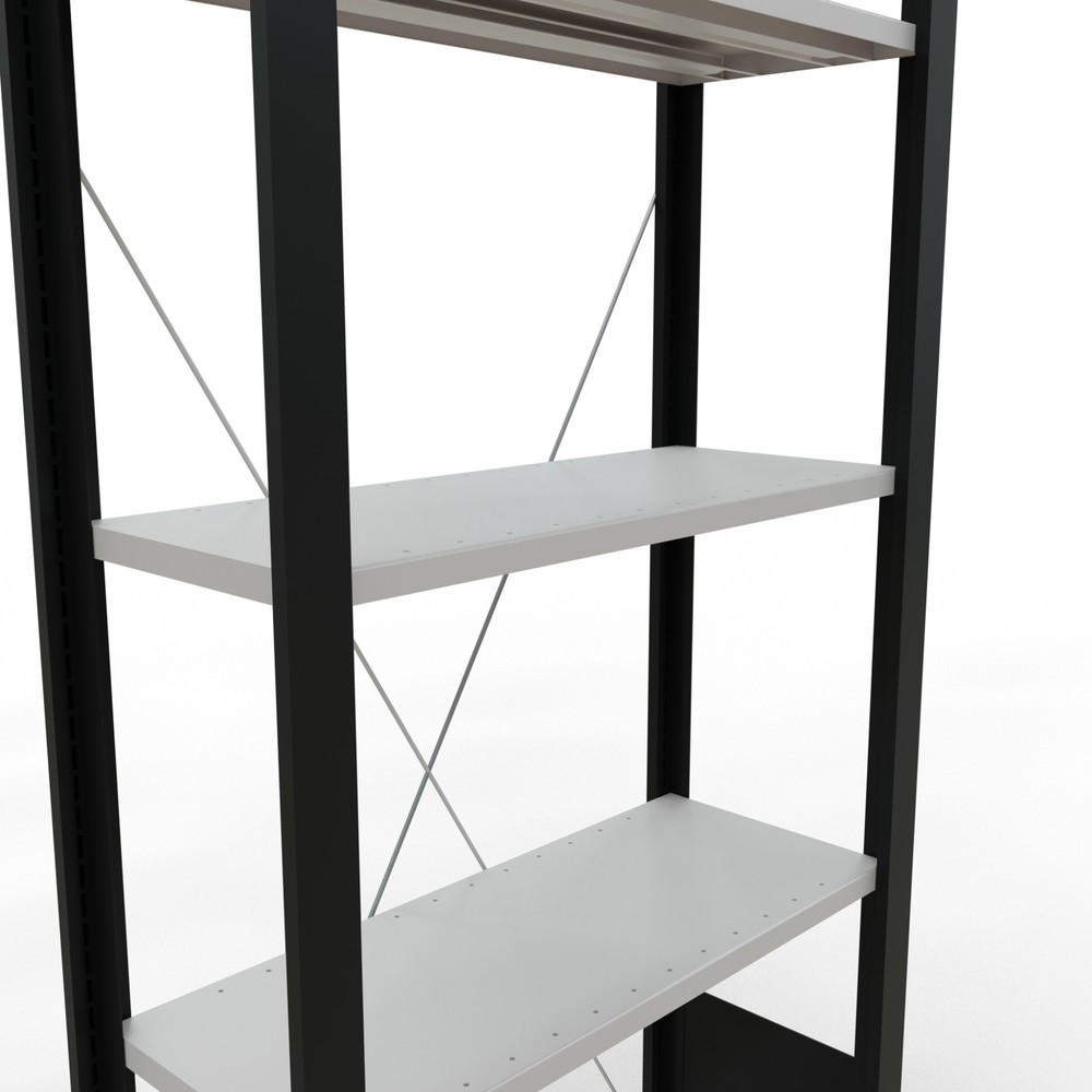 Número de imagen del producto 4: estantería para archivo SCHULTE módulo inicial, de una cara, sin topes, carga por estante 85 kg, negro, alto H x An x F 1800 x 750 x 300 mm