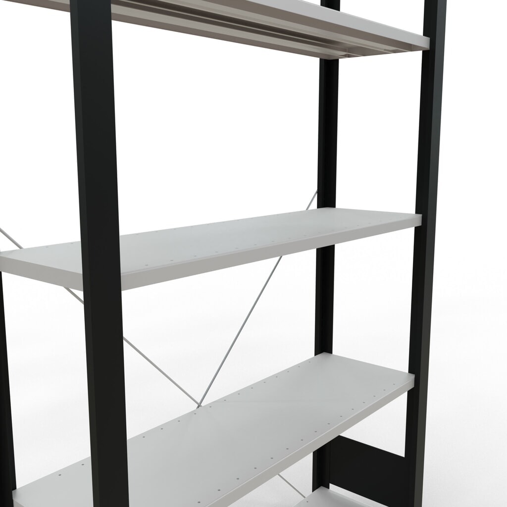 Número de imagen del producto 4: estantería para archivo SCHULTE módulo inicial, de una cara, sin topes, carga por estante 85 kg, negro, alto H x An x F 1.800 x 1.000 x 300 mm