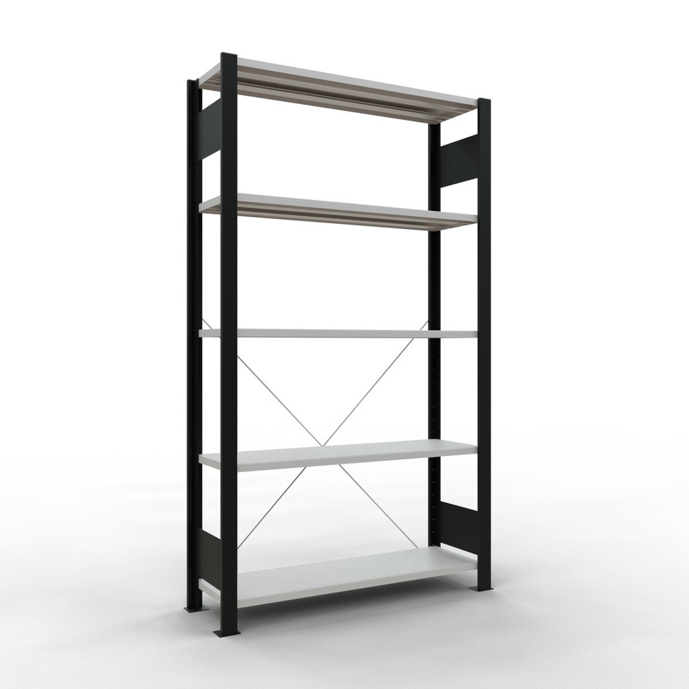 Imagen del producto: estantería para archivo SCHULTE módulo inicial, de una cara, sin topes, carga por estante 85 kg, negro, alto H x An x F 1.800 x 1.000 x 300 mm
