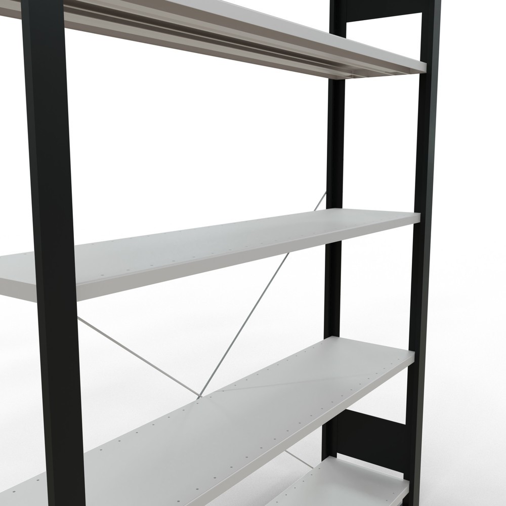 Número de imagen del producto 4: estantería para archivo SCHULTE módulo inicial, de una cara, sin topes, carga por estante 85 kg, negro, alto H x An x F 1.800 x 1300 x 300 mm