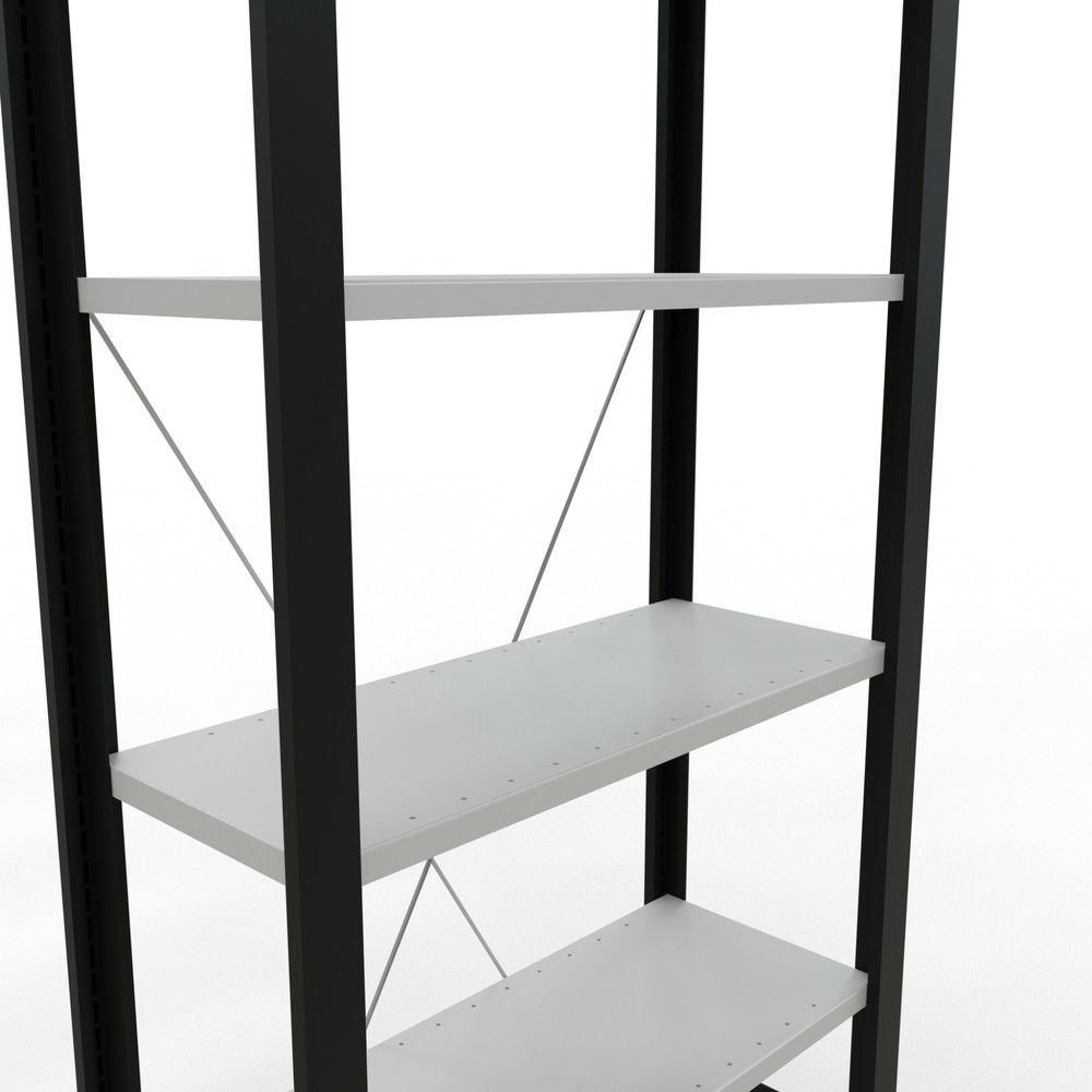 Número de imagen del producto 4: estantería para archivo SCHULTE módulo inicial, de una sola cara, sin topes, carga por estante 85 kg, negro, alto H x An x F 2.000 x 750 x 300 mm
