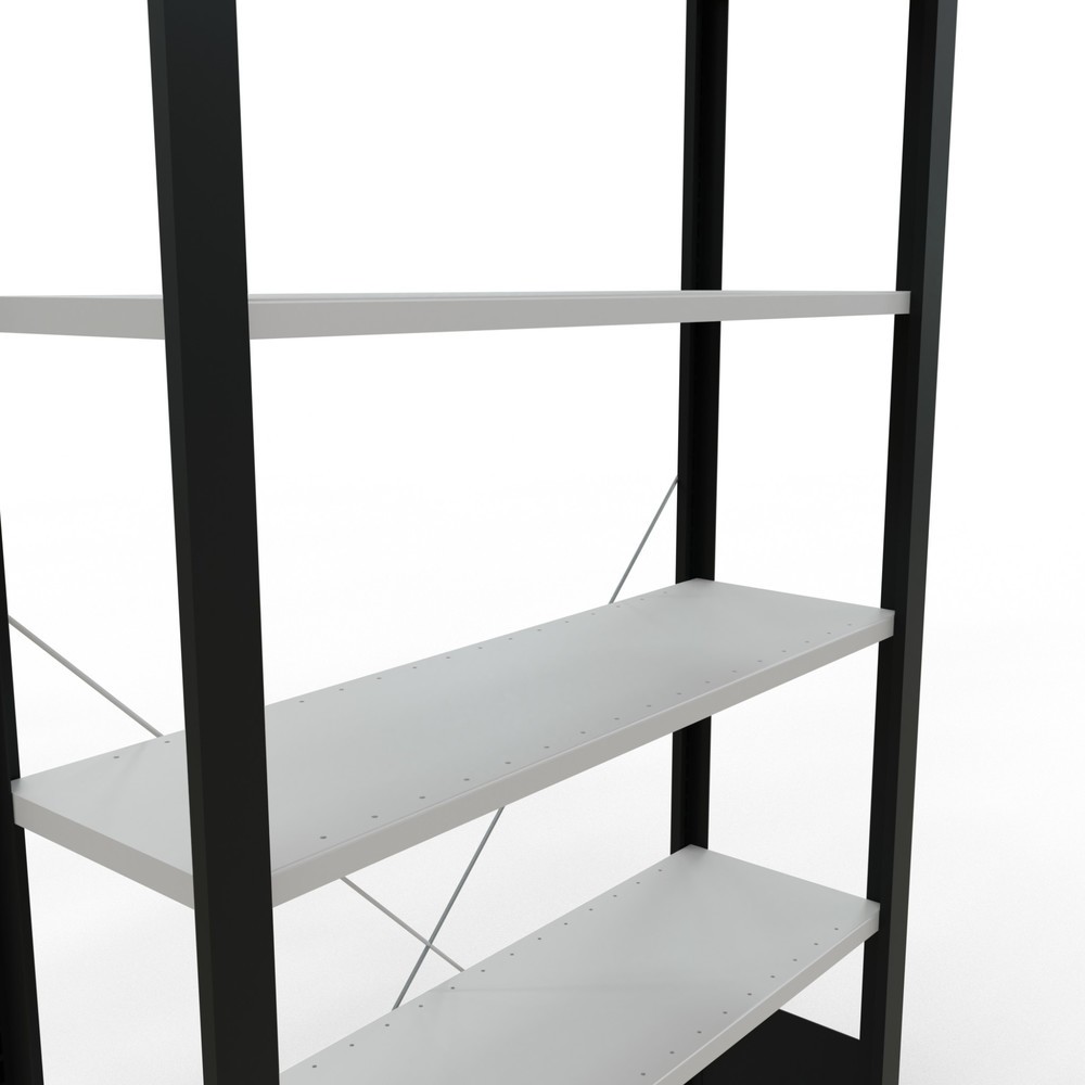Número de imagen del producto 4: estantería para archivo SCHULTE módulo inicial, de una cara, sin topes, carga por estante 85 kg, negro, alto H x An x F 2.000 x 1.000 x 300 mm