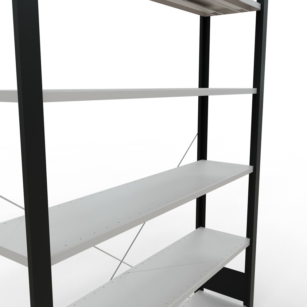 Número de imagen del producto 4: estantería para archivo SCHULTE módulo inicial, de una cara, sin topes, carga por estante 85 kg, negro, alto H x An x F 2.000 x 1300 x 300 mm