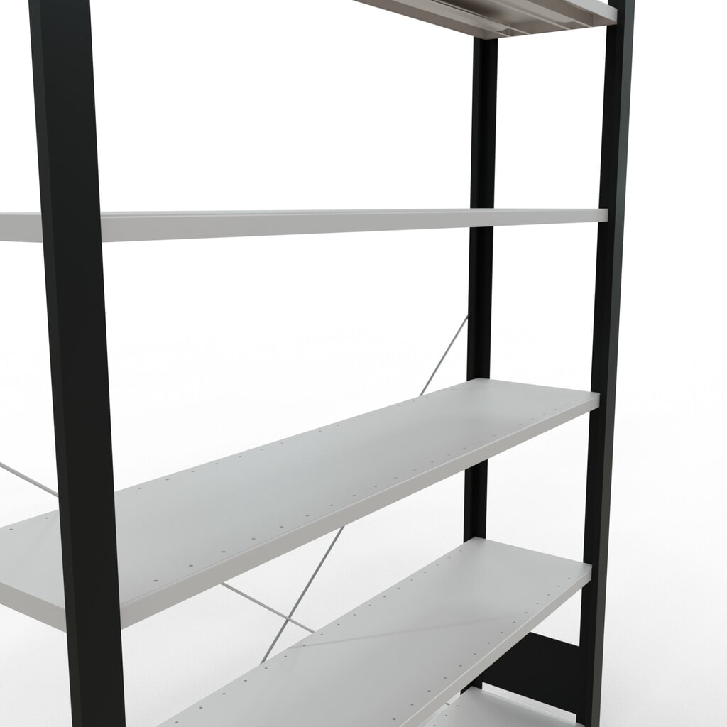 Número de imagen del producto 4: estantería para archivo SCHULTE módulo inicial, de una cara, sin topes, carga por estante 85 kg, negro, alto H x An x F 2.000 x 1300 x 300 mm