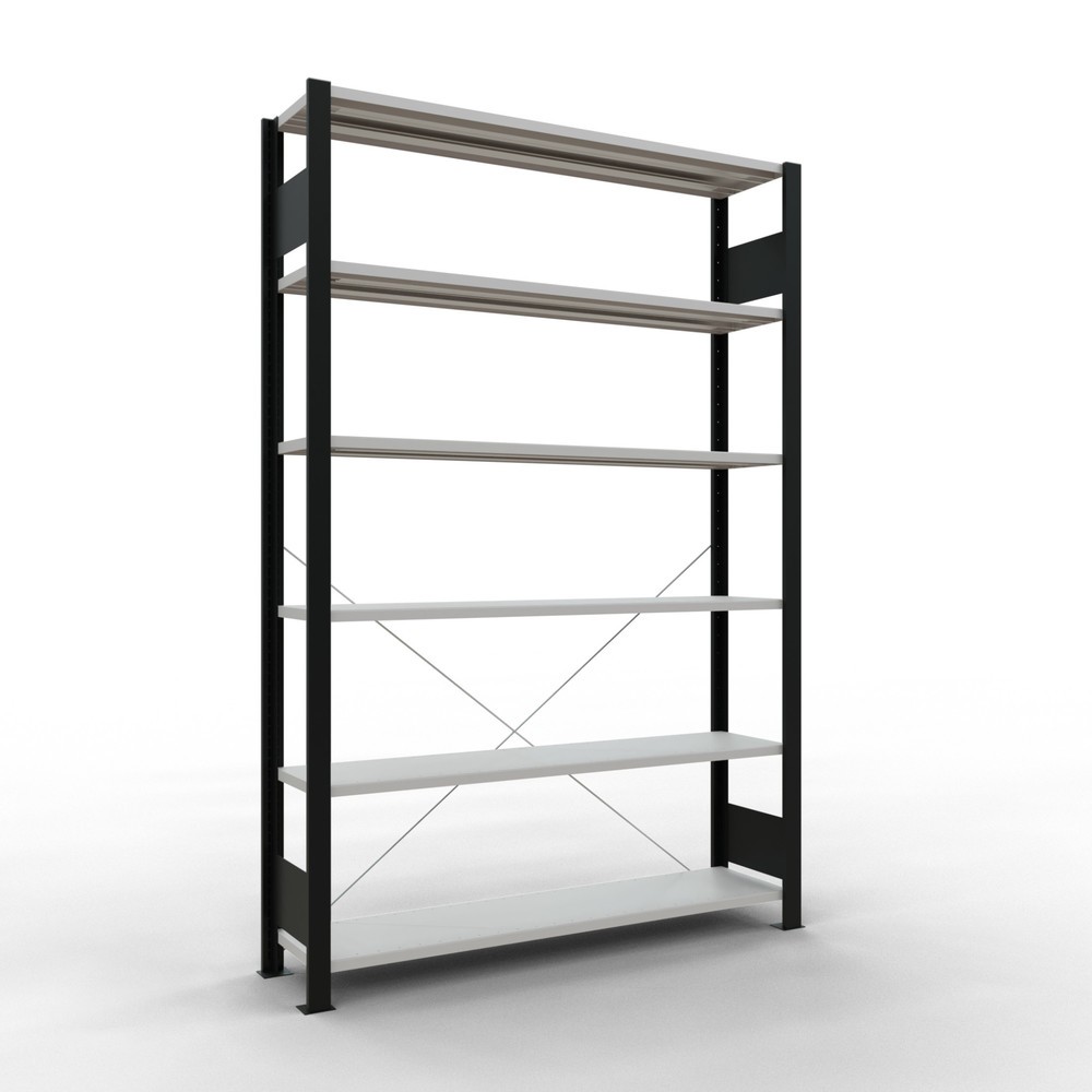 Imagen del producto: estantería para archivo SCHULTE módulo inicial, de una cara, sin topes, carga por estante 85 kg, negro, alto H x An x F 2.000 x 1300 x 300 mm