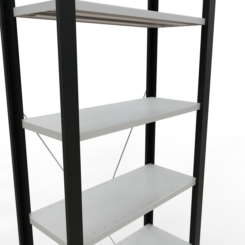 estantería para archivo SCHULTE módulo inicial, de una cara, sin topes, carga por estante 85 kg, negro, alto H x An x F, 2.300 x 750 x 300 mm Número de imagen del producto 4: estantería para archivo SCHULTE módulo inicial, de una cara, sin topes, carga por estante 85 kg, negro, alto H x An x F, 2.300 x 750 x 300 mm