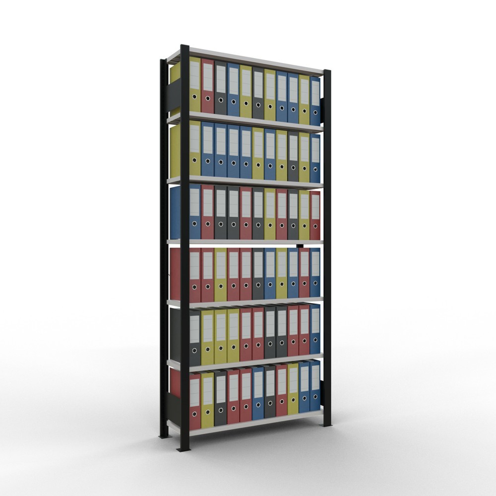 Número de imagen del producto 2: estantería para archivo SCHULTE módulo inicial, de una cara, sin topes, carga por estante 85 kg, negro, alto H x An x F 2,300 x 1.000 x 300 mm