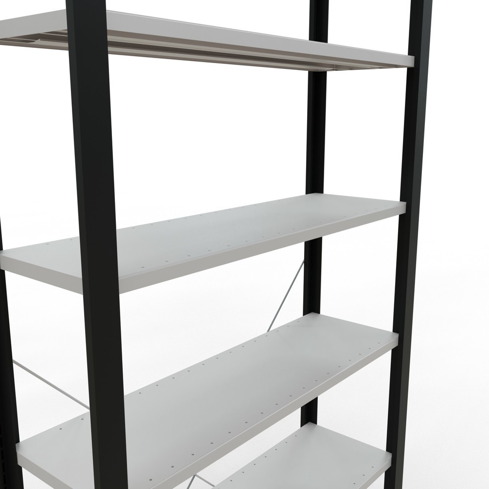 Número de imagen del producto 4: estantería para archivo SCHULTE módulo inicial, de una cara, sin topes, carga por estante 85 kg, negro, alto H x An x F 2,300 x 1.000 x 300 mm