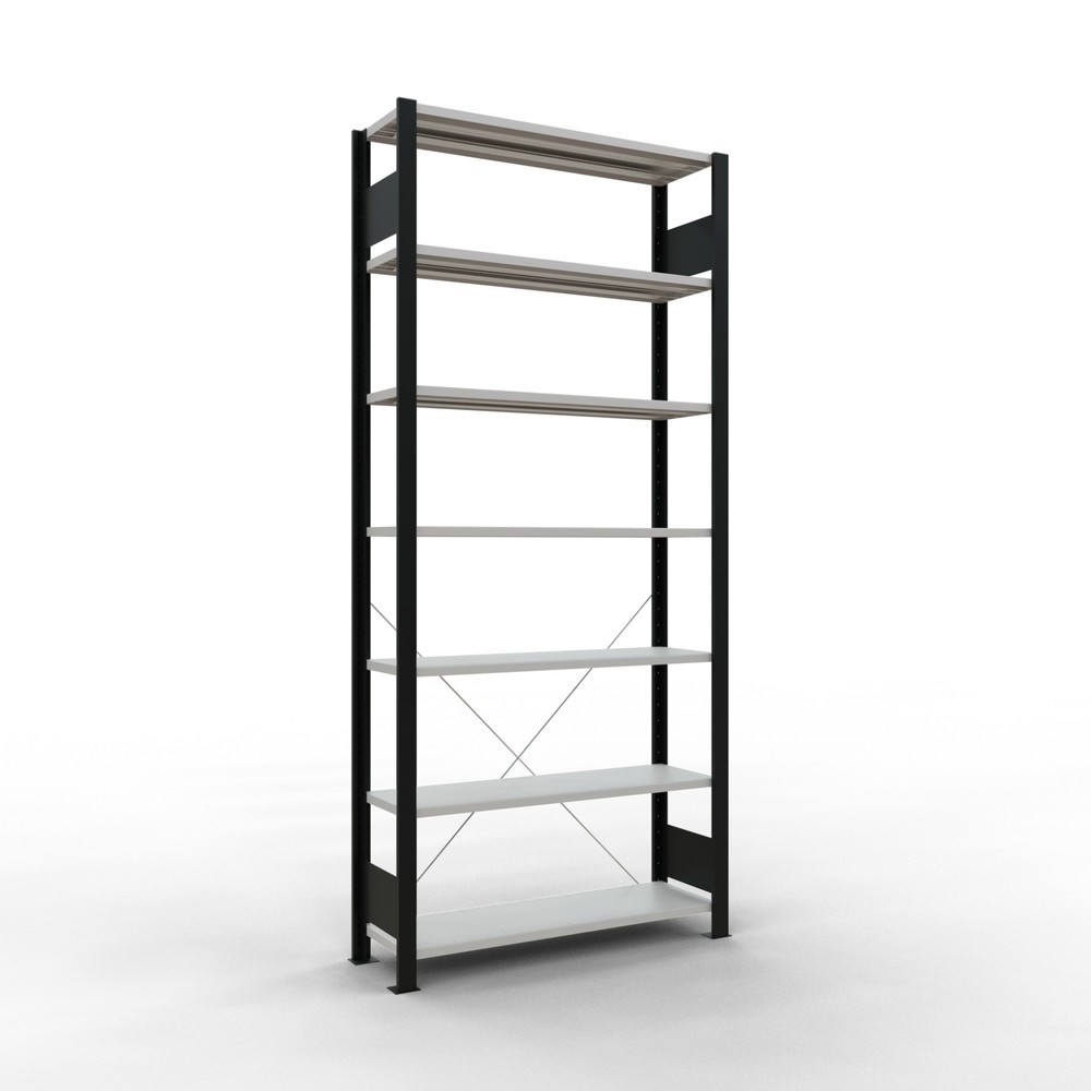 Imagen del producto: estantería para archivo SCHULTE módulo inicial, de una cara, sin topes, carga por estante 85 kg, negro, alto H x An x F 2,300 x 1.000 x 300 mm