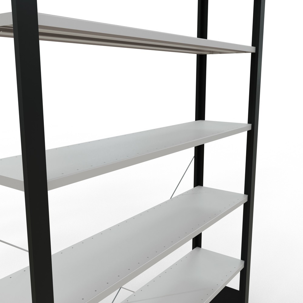 Número de imagen del producto 4: estantería para archivo SCHULTE módulo inicial, de una cara, sin topes, carga por estante 85 kg, negro, alto H x An x F 2,300 x 1300 x 300 mm