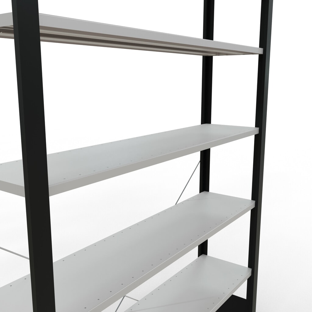 Número de imagen del producto 4: estantería para archivo SCHULTE módulo inicial, de una cara, sin topes, carga por estante 85 kg, negro, alto H x An x F 2,300 x 1300 x 300 mm
