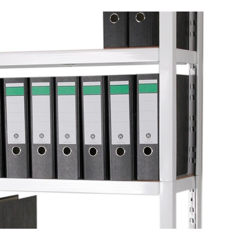 Número de imagen del producto 4: Estantería para archivo HEMMDAL, sistema de encajado, HxAxF 1.800 x 900 x 300 mm, 5 baldas de HDF, carga por estante 150 kg, máx. 55 archivadores, blanca