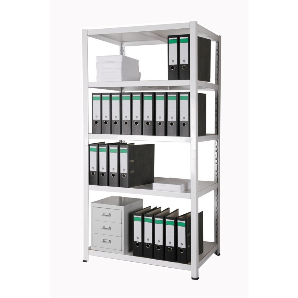 Número de imagen del producto 5: Estantería para archivo HEMMDAL, sistema de encajado, HxAxF 1.800 x 900 x 600 mm, 5 baldas de HDF, carga por estante 150 kg, máx. 110 archivadores, blanca