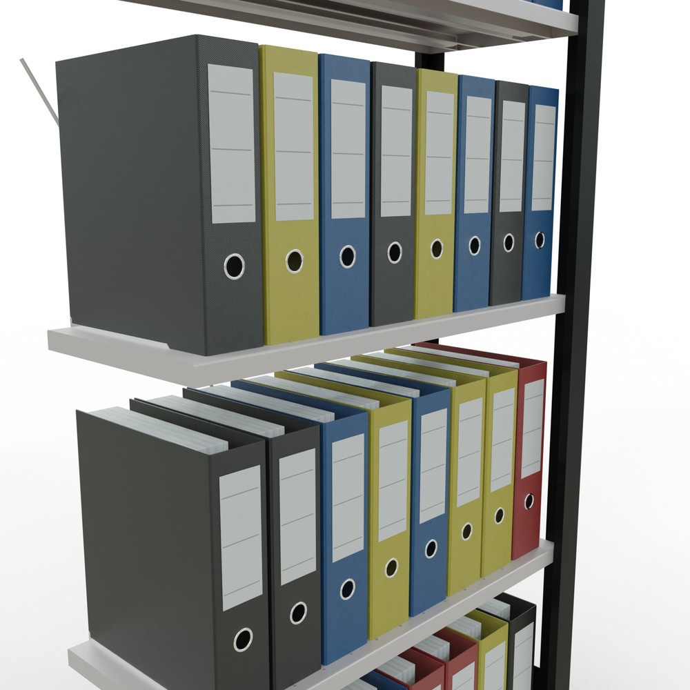 Número de imagen del producto 4: estantería para archivo SCHULTE módulo adicional, de una cara, sin topes, carga por estante 85 kg, negro, alto H x An x F 1800 x 750 x 300 mm