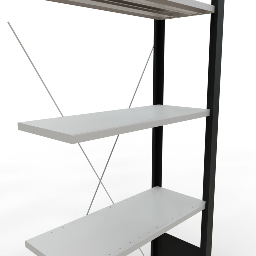 estantería para archivo SCHULTE módulo adicional, de una cara, sin topes, carga por estante 85 kg, negro, alto H x An x F 1800 x 750 x 300 mm Imagen del producto: estantería para archivo SCHULTE módulo adicional, de una cara, sin topes, carga por estante 85 kg, negro, alto H x An x F 1800 x 750 x 300 mm