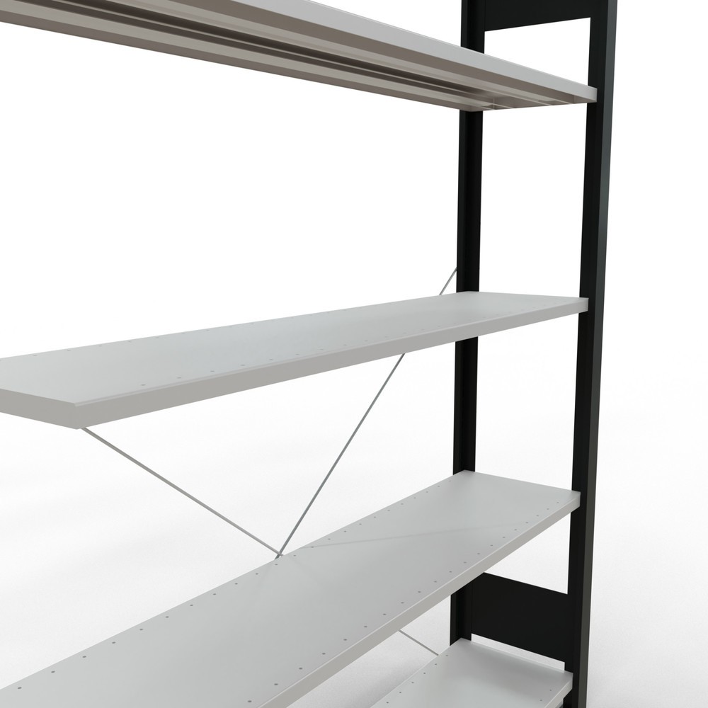 Número de imagen del producto 4: estantería para archivo SCHULTE módulo adicional, de una cara, sin topes, carga por estante 85 kg, negro, alto H x An x F 1.800 x 1300 x 300 mm