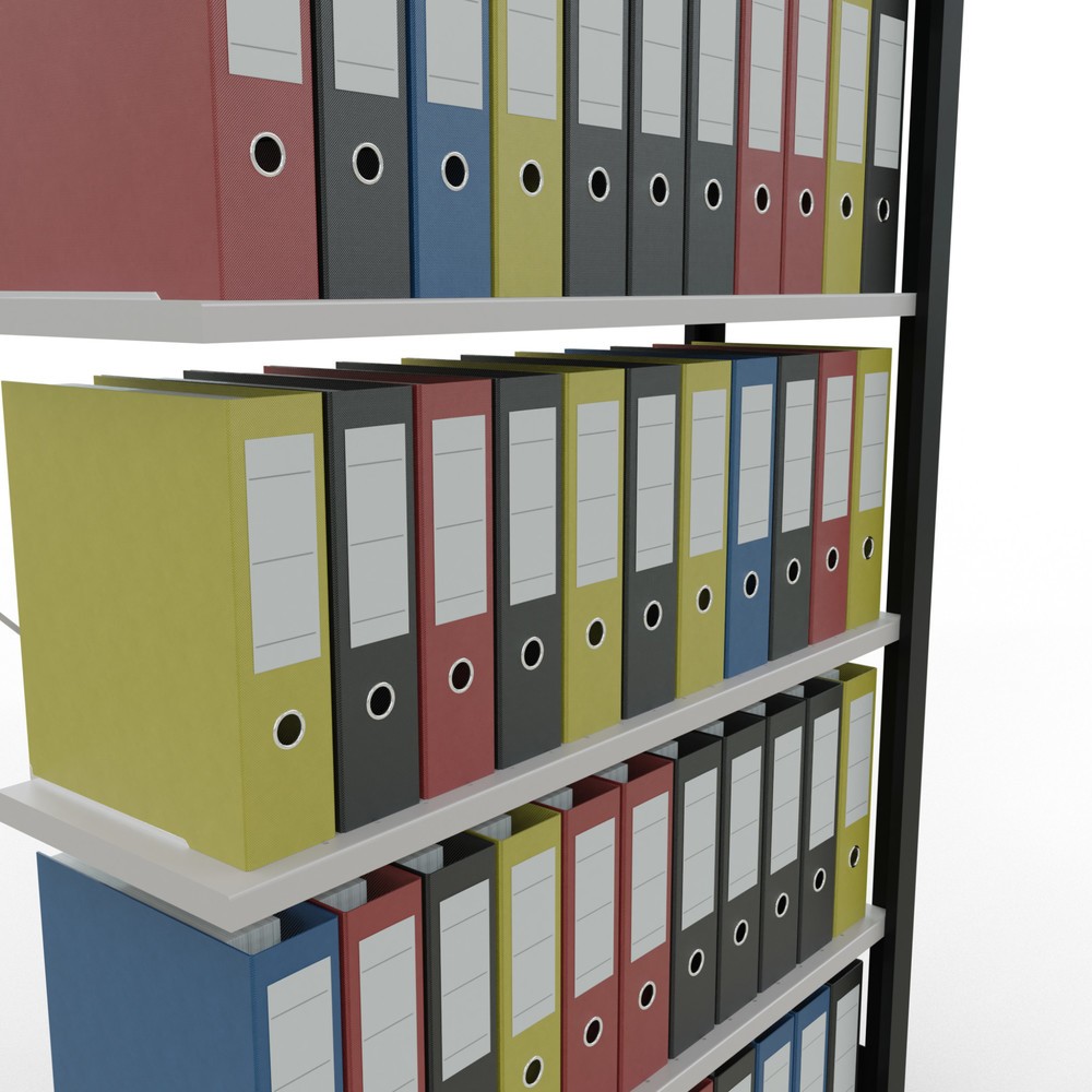 Número de imagen del producto 3: estantería para archivo SCHULTE módulo adicional, de una cara, sin topes, carga por estante 85 kg, negro, alto H x An x F 2.000 x 1.000 x 300 mm