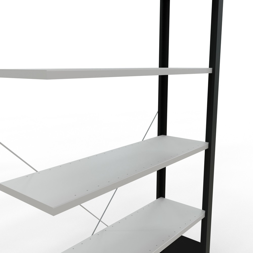 Número de imagen del producto 4: estantería para archivo SCHULTE módulo adicional, de una cara, sin topes, carga por estante 85 kg, negro, alto H x An x F 2.000 x 1.000 x 300 mm