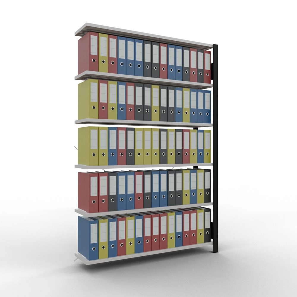 Número de imagen del producto 2: estantería para archivo SCHULTE módulo adicional, de una sola cara, sin topes, carga por estante 85 kg, negro, alto H x An x F 2.000 x 1.300 x 300 mm