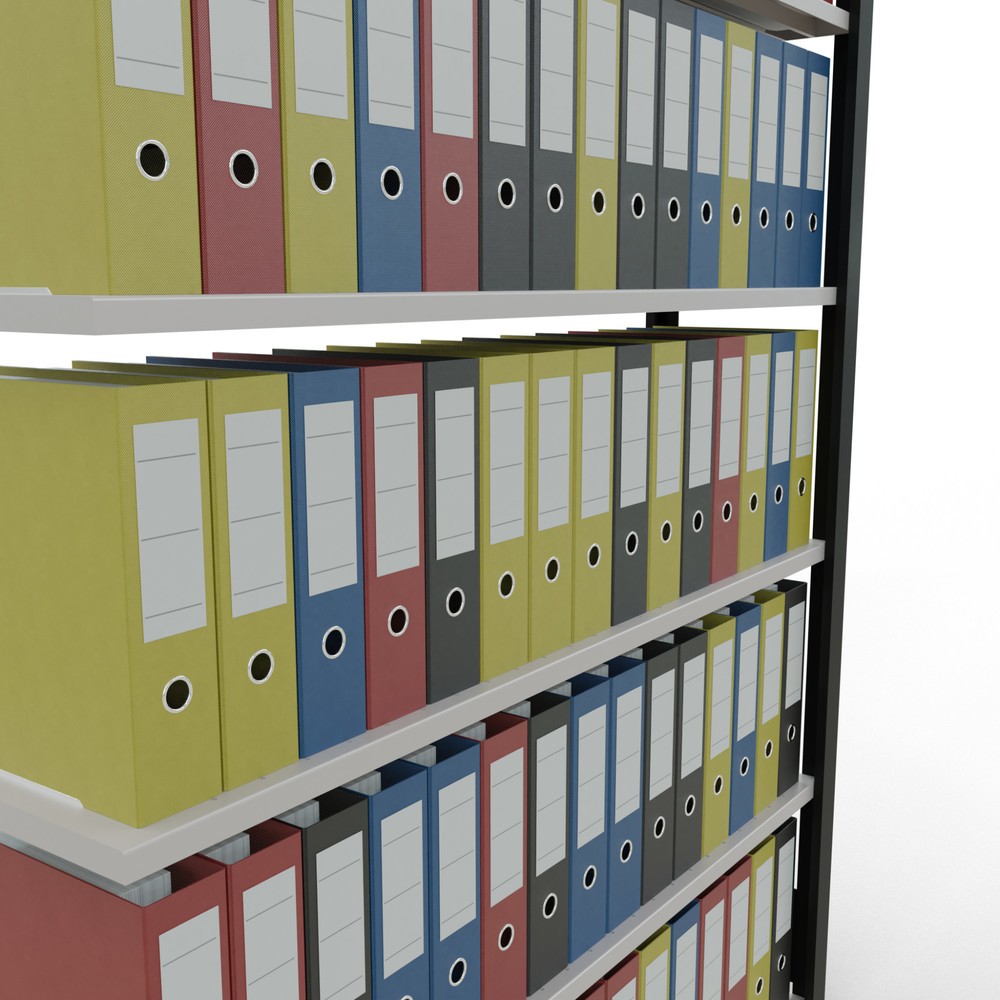 Número de imagen del producto 3: estantería para archivo SCHULTE módulo adicional, de una sola cara, sin topes, carga por estante 85 kg, negro, alto H x An x F 2.000 x 1.300 x 300 mm