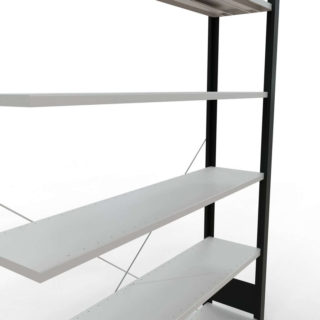 Número de imagen del producto 4: estantería para archivo SCHULTE módulo adicional, de una sola cara, sin topes, carga por estante 85 kg, negro, alto H x An x F 2.000 x 1.300 x 300 mm