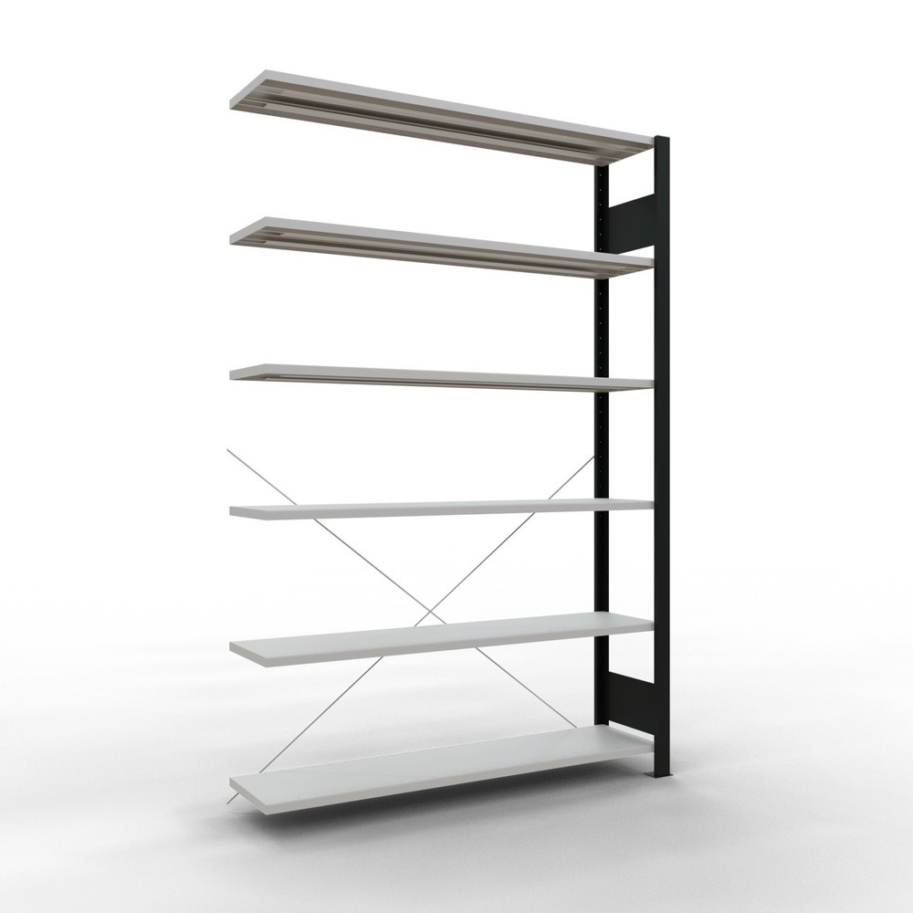 Imagen del producto: estantería para archivo SCHULTE módulo adicional, de una sola cara, sin topes, carga por estante 85 kg, negro, alto H x An x F 2.000 x 1.300 x 300 mm