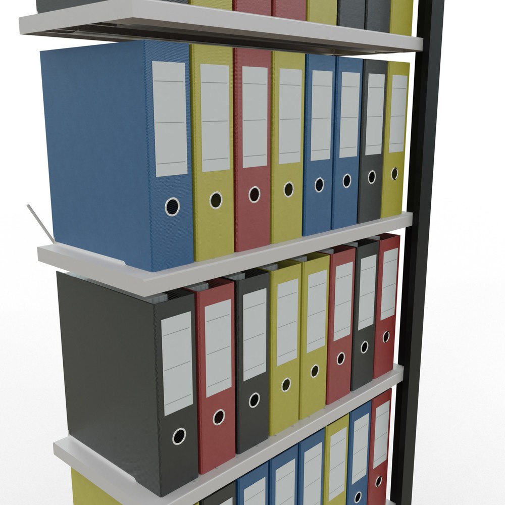 Número de imagen del producto 3: estantería para archivo SCHULTE módulo adicional, de una sola cara, sin topes, carga por estante 85 kg, negro, alto H x An x F 2.300 x 750 x 300 mm