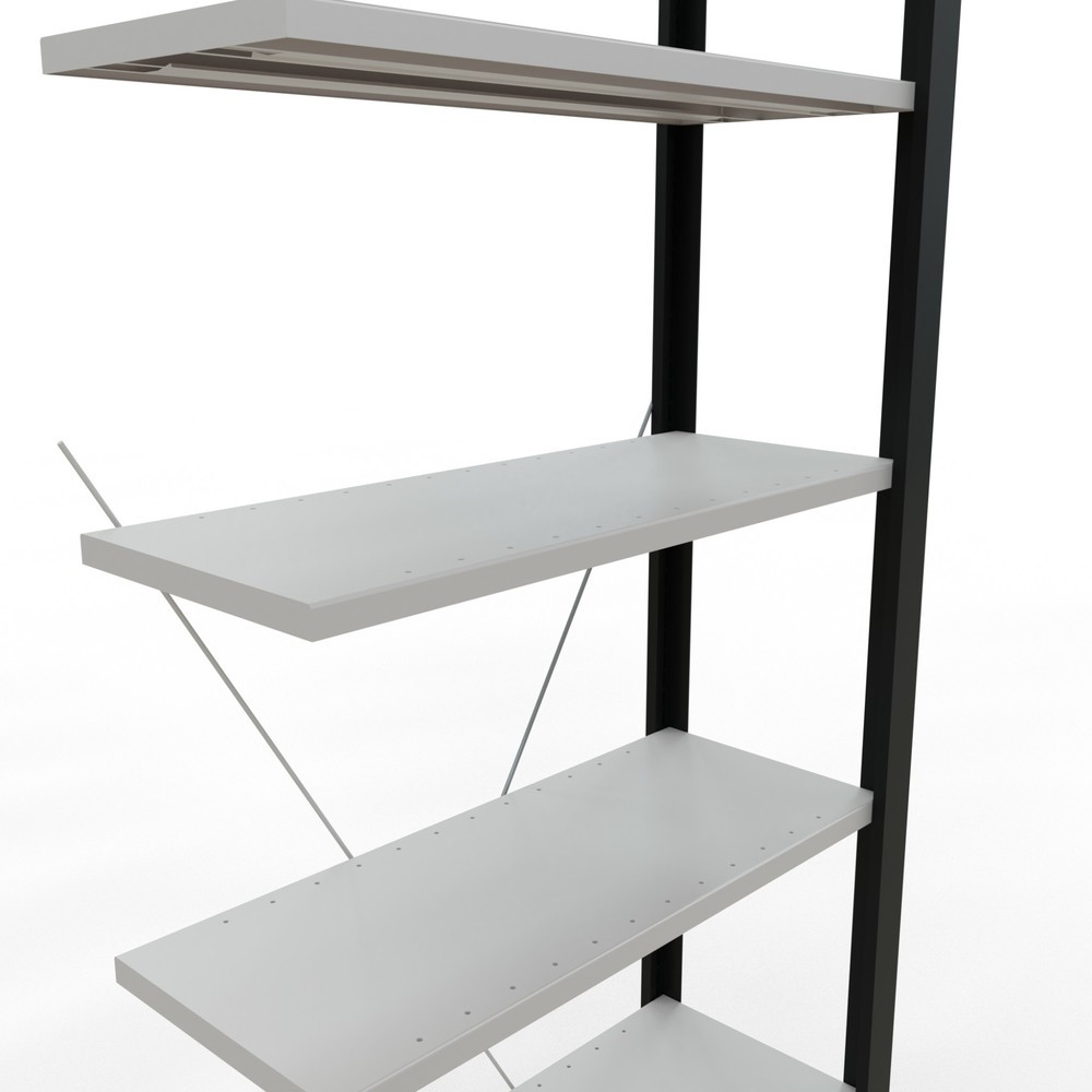 Número de imagen del producto 4: estantería para archivo SCHULTE módulo adicional, de una sola cara, sin topes, carga por estante 85 kg, negro, alto H x An x F 2.300 x 750 x 300 mm