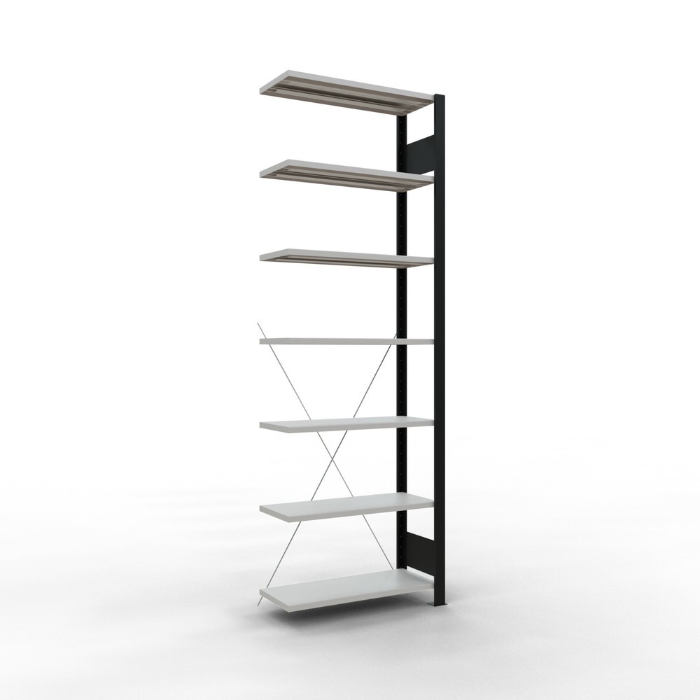 Imagen del producto: estantería para archivo SCHULTE módulo adicional, de una sola cara, sin topes, carga por estante 85 kg, negro, alto H x An x F 2.300 x 750 x 300 mm