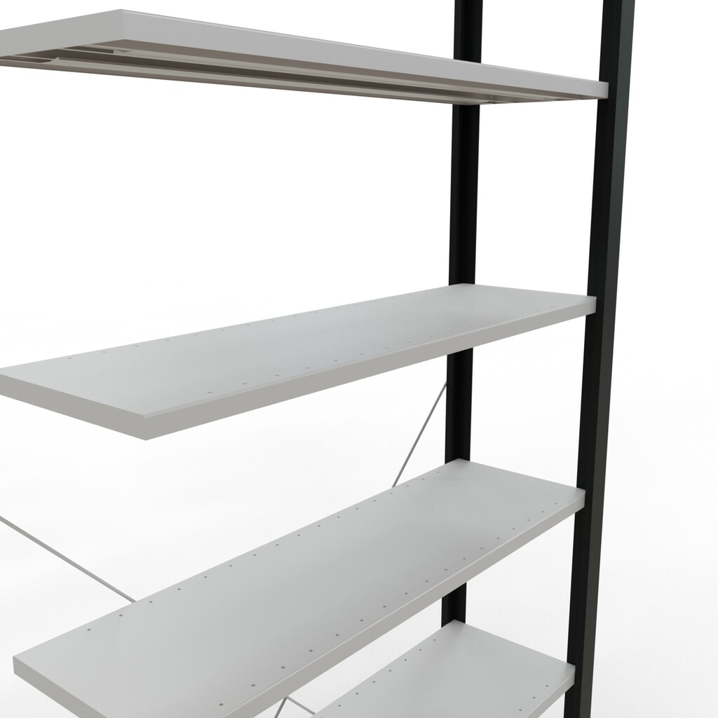 estantería para archivo SCHULTE módulo adicional, unilateral, sin topes, carga por estante 85 kg, negro, alto H x An x F 2,300 x 1.000 x 300 mm Número de imagen del producto 4: estantería para archivo SCHULTE módulo adicional, unilateral, sin topes, carga por estante 85 kg, negro, alto H x An x F 2,300 x 1.000 x 300 mm