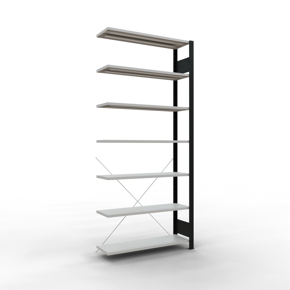 Imagen del producto: estantería para archivo SCHULTE módulo adicional, unilateral, sin topes, carga por estante 85 kg, negro, alto H x An x F 2,300 x 1.000 x 300 mm