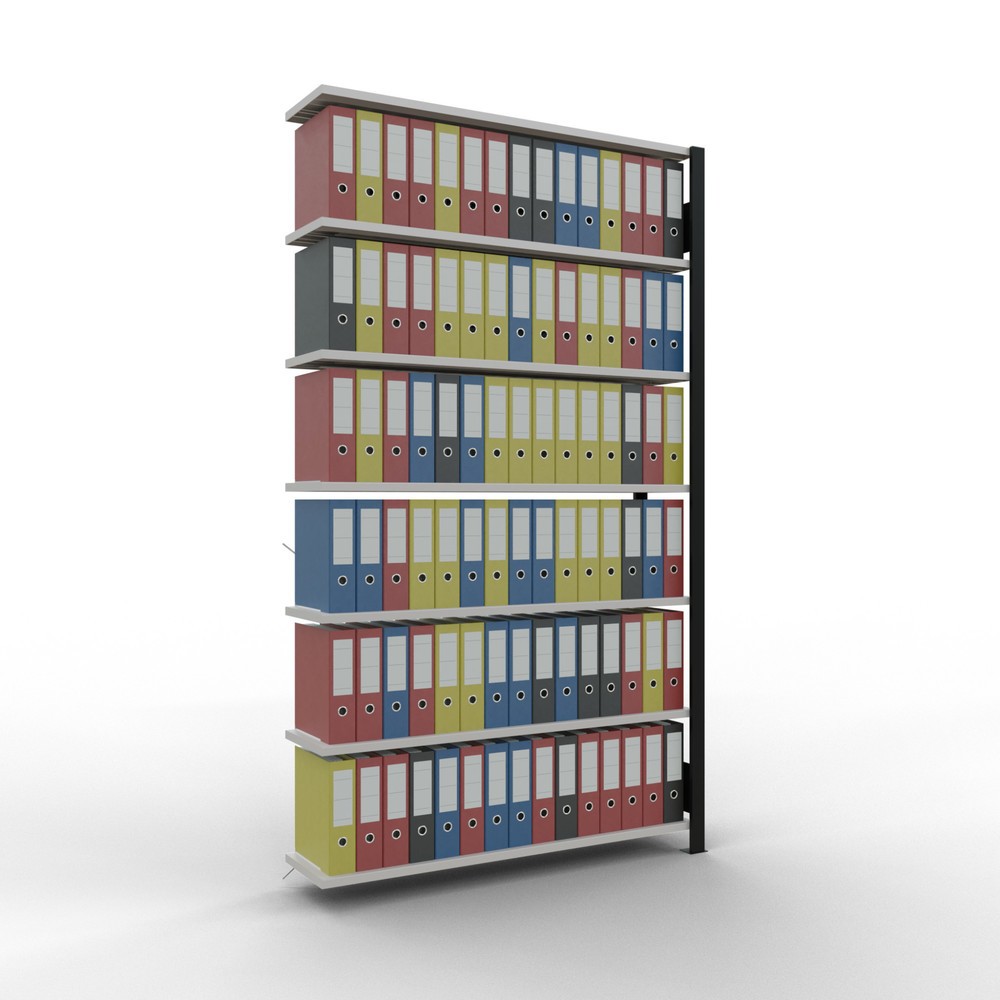 Número de imagen del producto 2: estantería para archivo SCHULTE módulo adicional, de una sola cara, sin topes, carga por estante 85 kg, negro, alto H x An x F 2.300 x 1.300 x 300 mm
