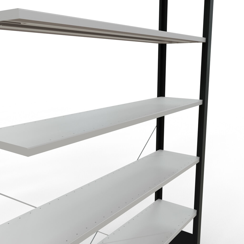 estantería para archivo SCHULTE módulo adicional, de una sola cara, sin topes, carga por estante 85 kg, negro, alto H x An x F 2.300 x 1.300 x 300 mm Número de imagen del producto 4: estantería para archivo SCHULTE módulo adicional, de una sola cara, sin topes, carga por estante 85 kg, negro, alto H x An x F 2.300 x 1.300 x 300 mm