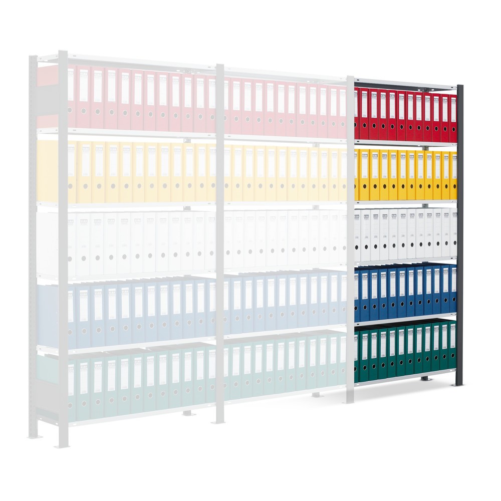 Imagen del producto: estantería para archivo SCHULTE módulo adicional, de una sola cara, sin topes, carga por estante 85 kg, negro, alto H x An x F 2.000 x 750 x 300 mm
