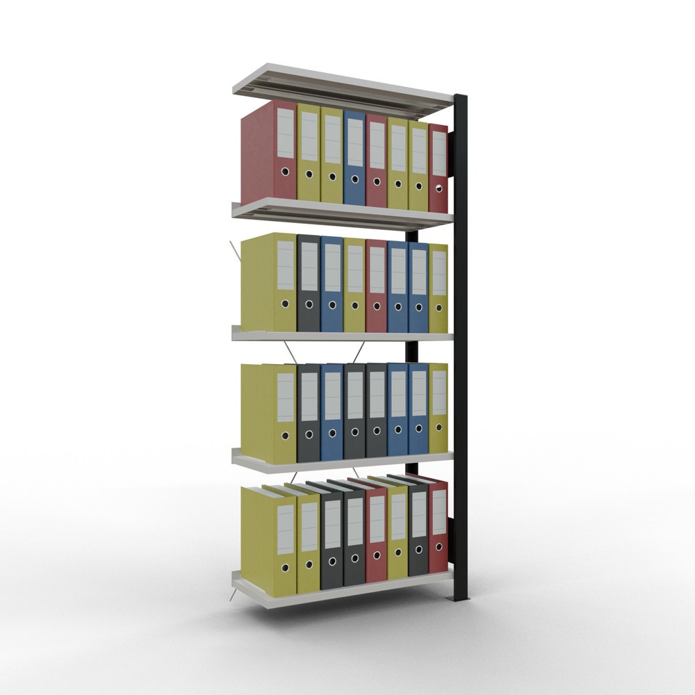Número de imagen del producto 2: estantería para archivo SCHULTE módulo adicional, de una sola cara, con topes finales, carga por estante 85 kg, negro, alto H x An x F 1.800 x 750 x 300 mm