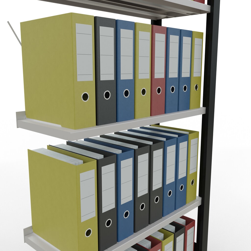 estantería para archivo SCHULTE módulo adicional, de una sola cara, con topes finales, carga por estante 85 kg, negro, alto H x An x F 1.800 x 750 x 300 mm Número de imagen del producto 3: estantería para archivo SCHULTE módulo adicional, de una sola cara, con topes finales, carga por estante 85 kg, negro, alto H x An x F 1.800 x 750 x 300 mm