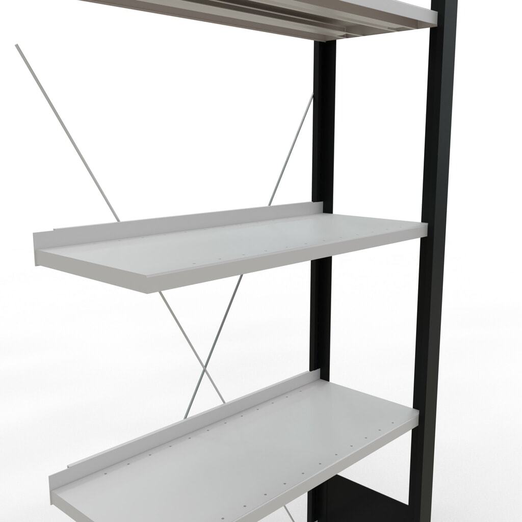 estantería para archivo SCHULTE módulo adicional, de una sola cara, con topes finales, carga por estante 85 kg, negro, alto H x An x F 1.800 x 750 x 300 mm Número de imagen del producto 4: estantería para archivo SCHULTE módulo adicional, de una sola cara, con topes finales, carga por estante 85 kg, negro, alto H x An x F 1.800 x 750 x 300 mm