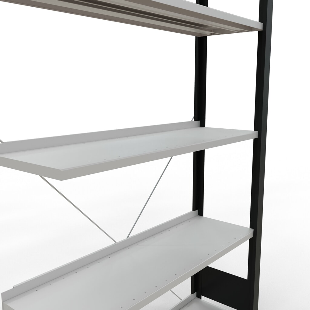 Número de imagen del producto 4: Estantería para archivo SCHULTE módulo adicional, unilateral, con topes finales, carga por estante 85 kg, negro, Al x An x F 1.800 x 1.000 x 300 mm