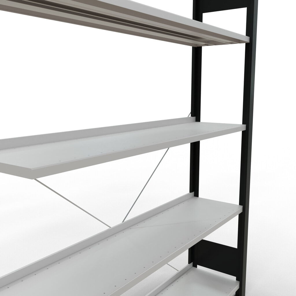 estantería para archivo SCHULTE módulo adicional, de una sola cara, con topes finales, carga por estante 85 kg, negro, alto H x An x F 1.800 x 1.300 x 300 mm Número de imagen del producto 4: estantería para archivo SCHULTE módulo adicional, de una sola cara, con topes finales, carga por estante 85 kg, negro, alto H x An x F 1.800 x 1.300 x 300 mm