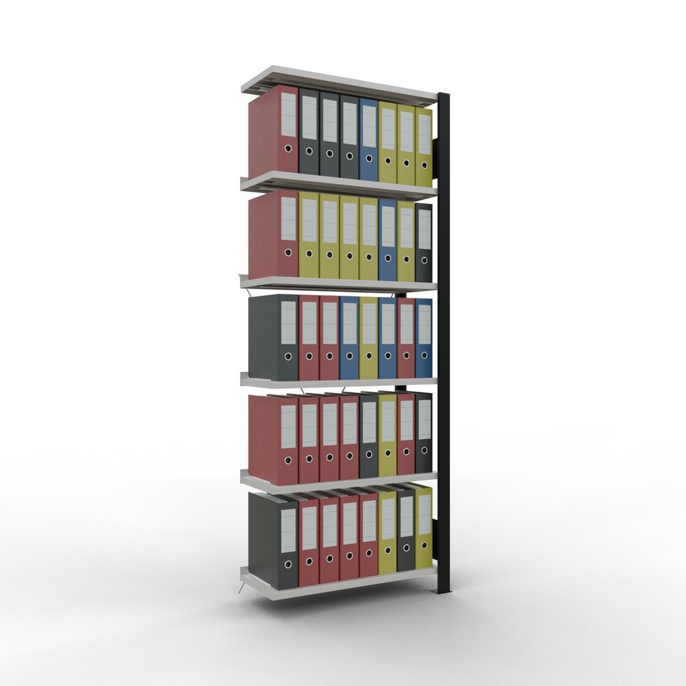 Número de imagen del producto 2: Estantería para archivo SCHULTE módulo adicional, unilateral, con topes finales, carga por estante 85 kg, negro, Al x An x F 2.000 x 750 x 300 mm