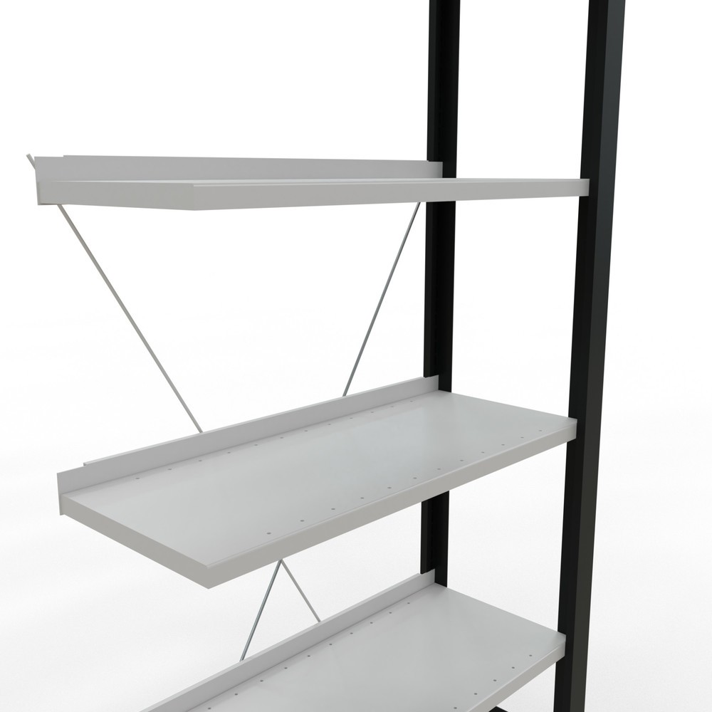 Número de imagen del producto 4: Estantería para archivo SCHULTE módulo adicional, unilateral, con topes finales, carga por estante 85 kg, negro, Al x An x F 2.000 x 750 x 300 mm