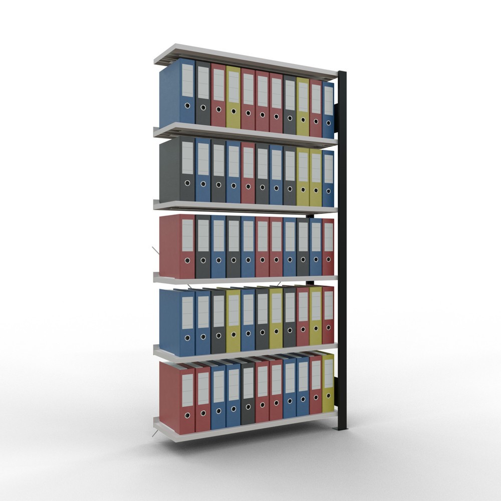 Número de imagen del producto 2: Estantería para archivo SCHULTE módulo adicional, unilateral, con topes finales, carga por estante 85 kg, negro, Al x An x F 2.000 x 1.000 x 300 mm