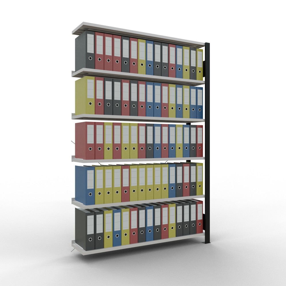 Número de imagen del producto 2: Estantería para archivo SCHULTE módulo adicional, unilateral, con topes finales, carga por estante 85 kg, negro, Al x An x F 2.000 x 1.300 x 300 mm