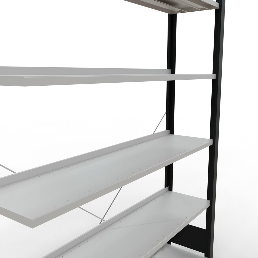 Número de imagen del producto 4: Estantería para archivo SCHULTE módulo adicional, unilateral, con topes finales, carga por estante 85 kg, negro, Al x An x F 2.000 x 1.300 x 300 mm