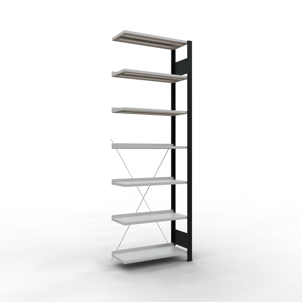 Número de imagen del producto 1: Estantería para archivo SCHULTE módulo adicional, unilateral, con topes finales, carga por estante 85 kg, negro, Al x An x F 2.300 x 750 x 300 mm