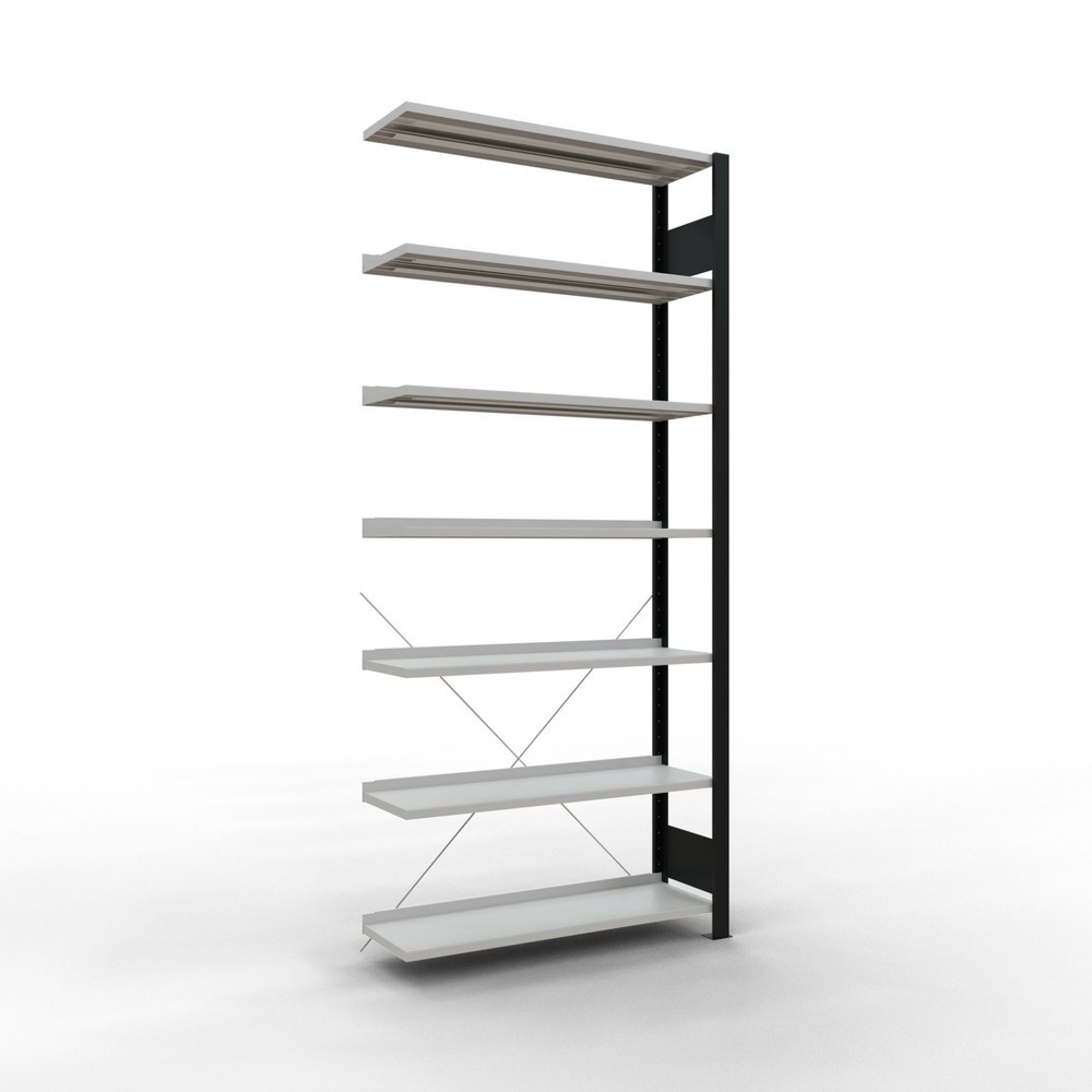 Imagen del producto: Estantería para archivo SCHULTE módulo adicional, unilateral, con topes finales, carga por estante 85 kg, negro, Al x An x F 2.300 x 1.000 x 300 mm