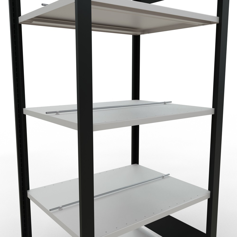 Número de imagen del producto 4: estantería para archivo módulo inicial SCHULTE, doble cara, con topes centrales, carga por estante 150 kg, negro, alto H x An x F 1.800 x 750 x 600 mm