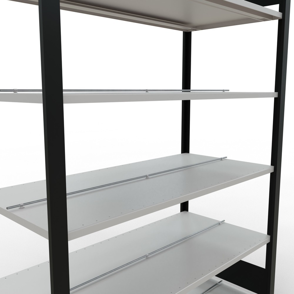 Número de imagen del producto 4: Estantería para archivo SCHULTE módulo inicial, bilateral, con topes intermedios, carga por estante 150 kg, negro, Al x An x F 2.000 x 1.300 x 600 mm